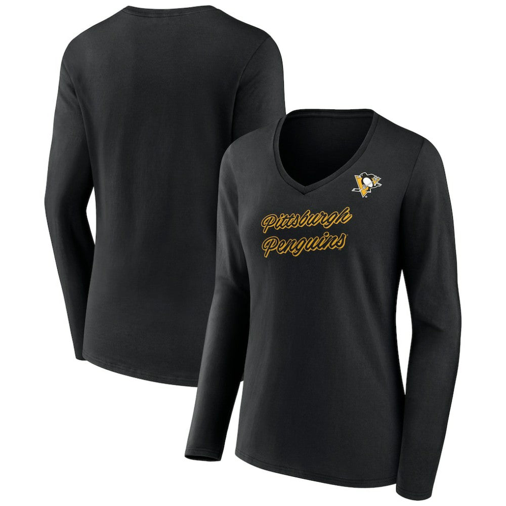 Pittsburgh Penguins Women's Forge Long Sleeve V-Neck T-Shirt -  NHL T-shirts