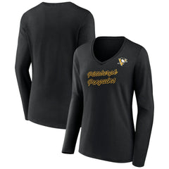 Pittsburgh Penguins Women's Forge Long Sleeve V-Neck T-Shirt -  NHL T-shirts