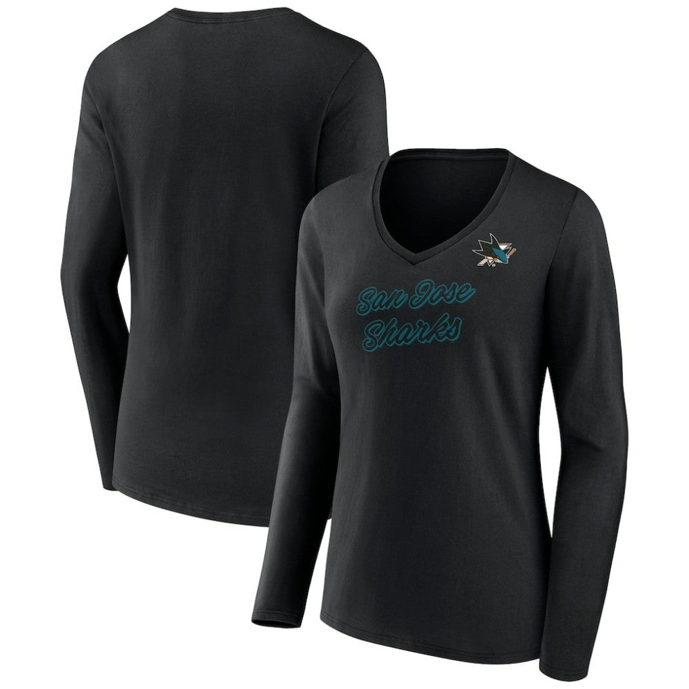 San Jose Sharks Women's Forge Long Sleeve V-Neck T-Shirt -  NHL T-shirts