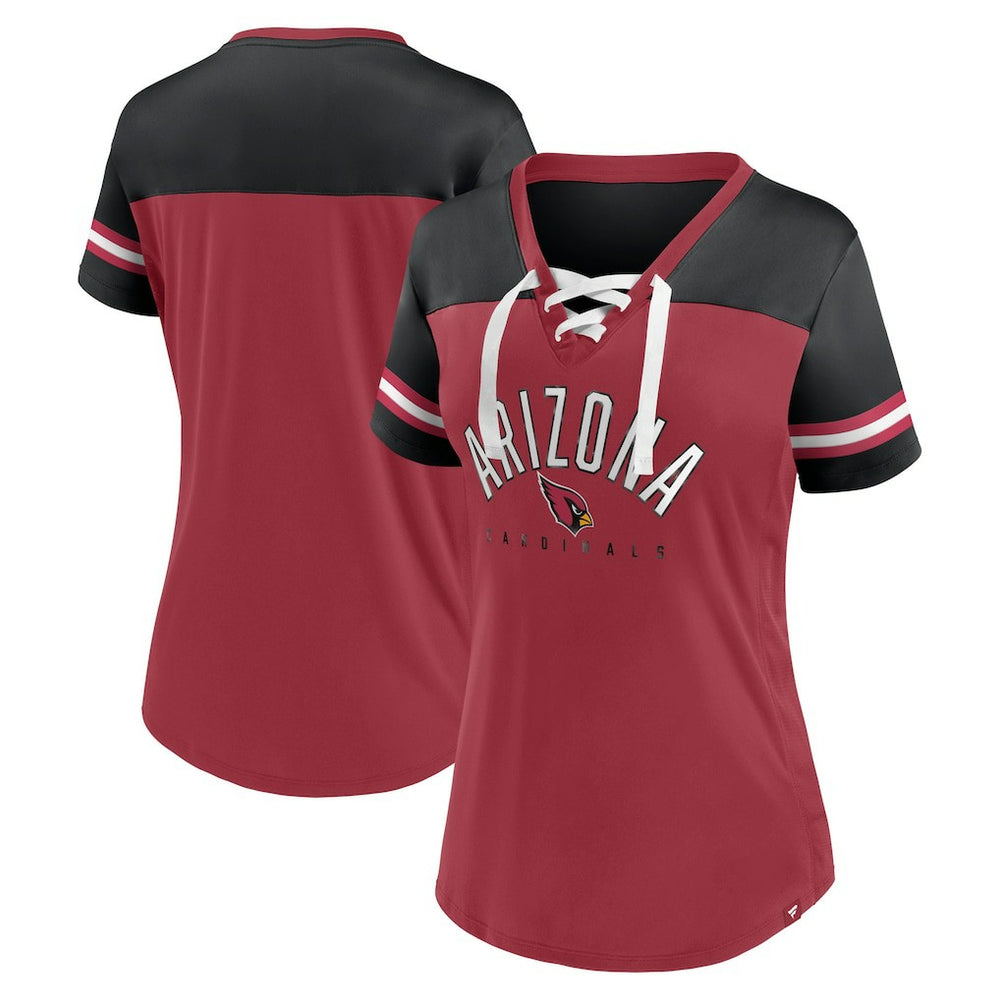 Arizona Cardinals Women's Blitz & Glam Lace-Up V-Neck Jersey T-Shirt | NFL Online