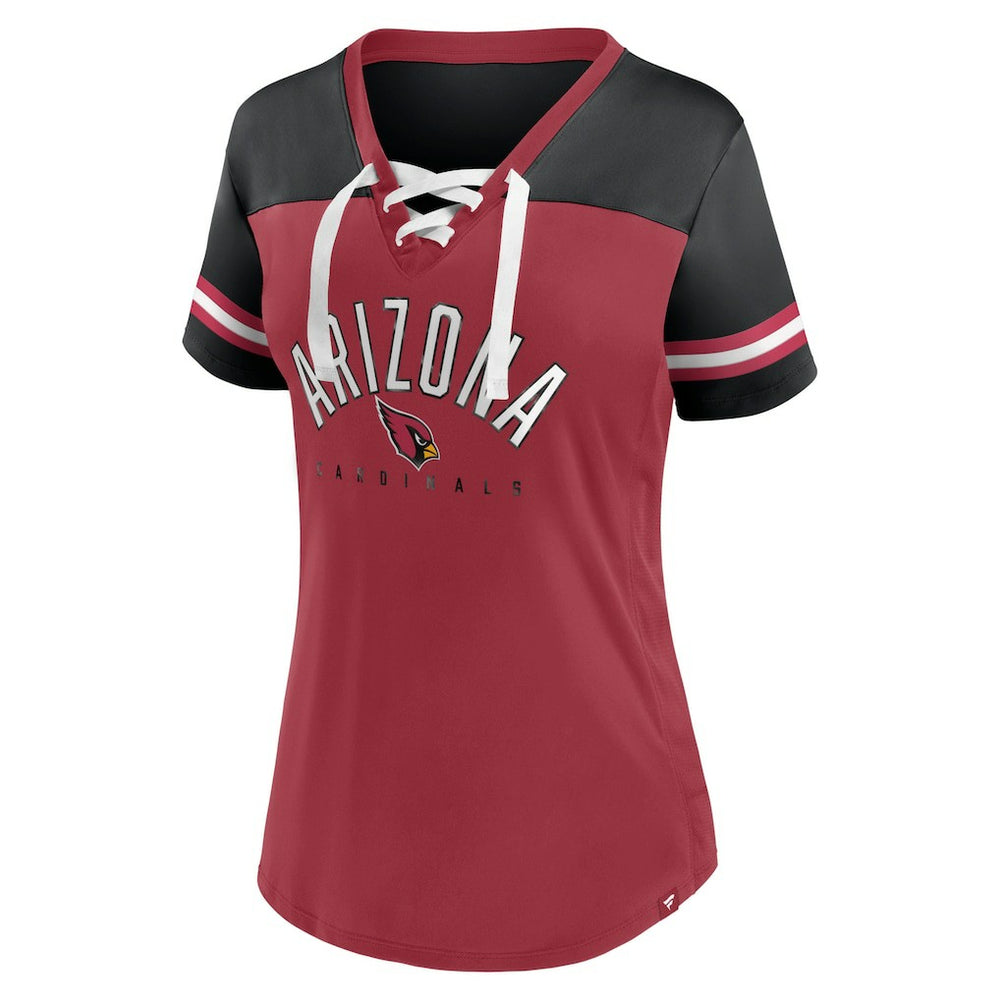 Arizona Cardinals Women's Blitz & Glam Lace-Up V-Neck Jersey T-Shirt | NFL Online