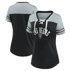 Las Vegas Raiders Women's Blitz & Glam Lace-Up V-Neck Jersey T-Shirt | NFL Sale