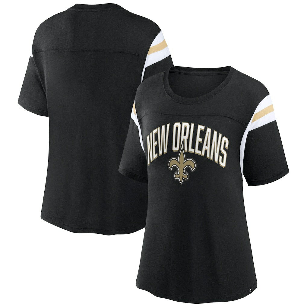 New Orleans Saints Women's Earned Stripes T-Shirt | NFL Outlet