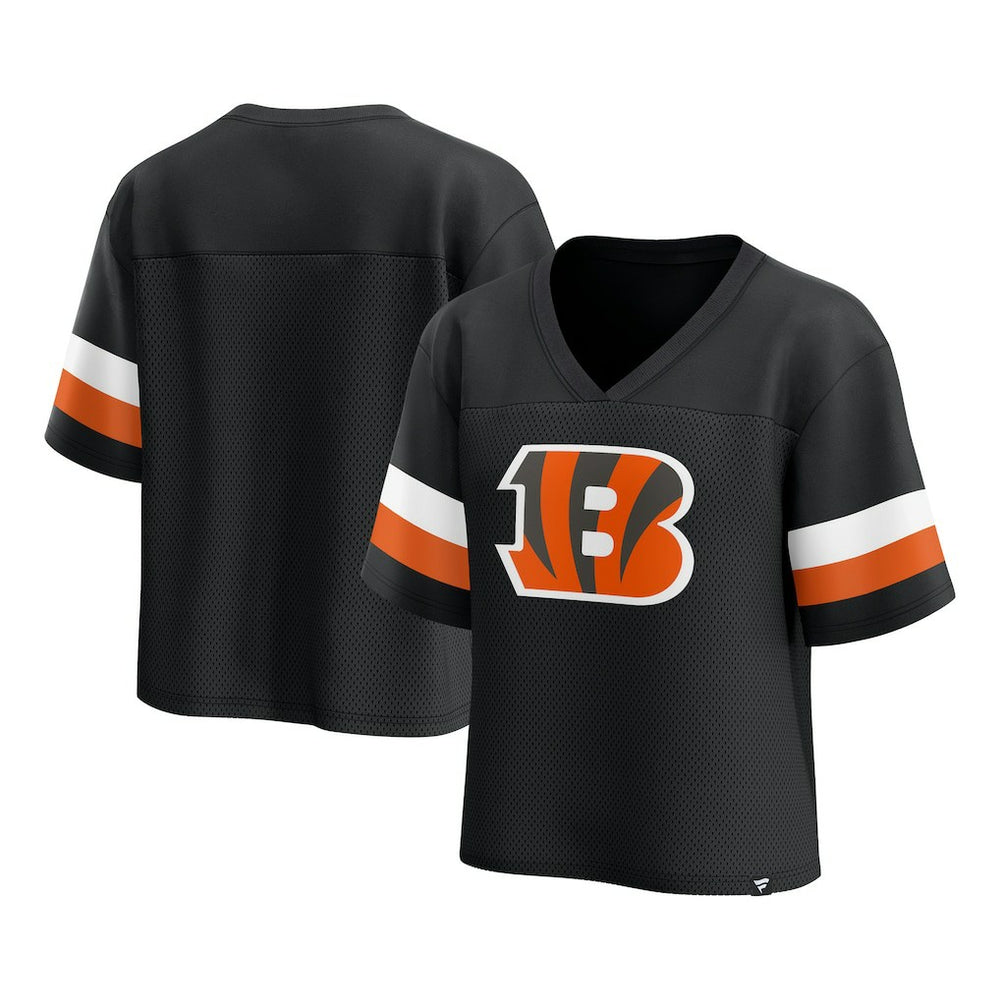 Cincinnati Bengals Women's Established Jersey Cropped V-Neck T-Shirt | NFL On sale