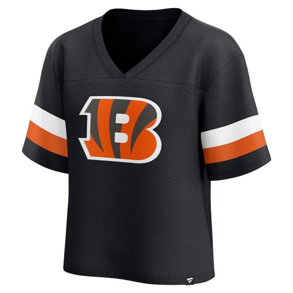 Cincinnati Bengals Women's Established Jersey Cropped V-Neck T-Shirt | NFL On sale
