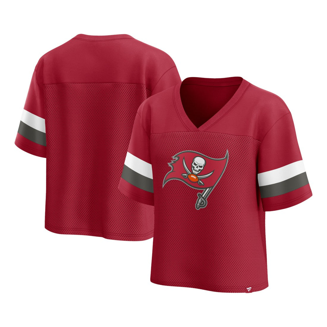 Tampa Bay Buccaneers Women's Established Jersey Cropped V-Neck T-Shirt | NFL Outlet