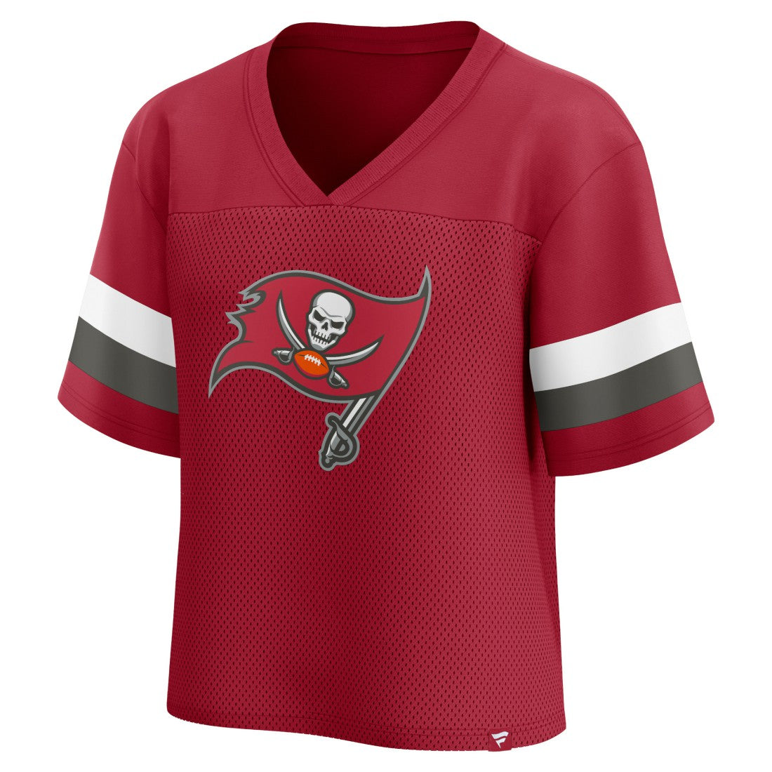 Tampa Bay Buccaneers Women's Established Jersey Cropped V-Neck T-Shirt | NFL Outlet
