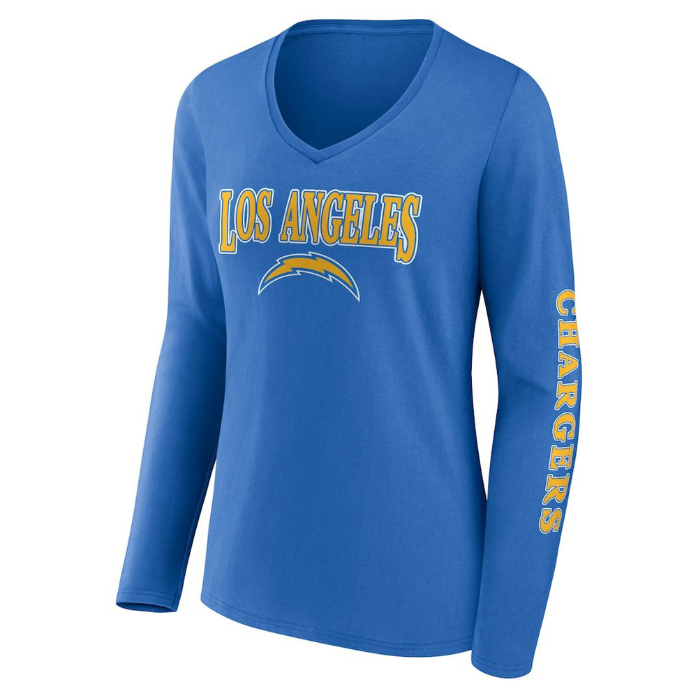 Los Angeles Chargers Women's Wordmark Long Sleeve V-Neck T-Shirt | NFL Near me
