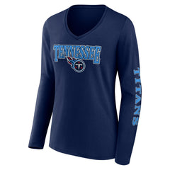 Tennessee Titans Women's Wordmark Long Sleeve V-Neck T-Shirt | NFL Discount