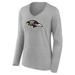 Baltimore Ravens Women's Primary Team Logo Long Sleeve V-Neck T-Shirt | NFL Sale