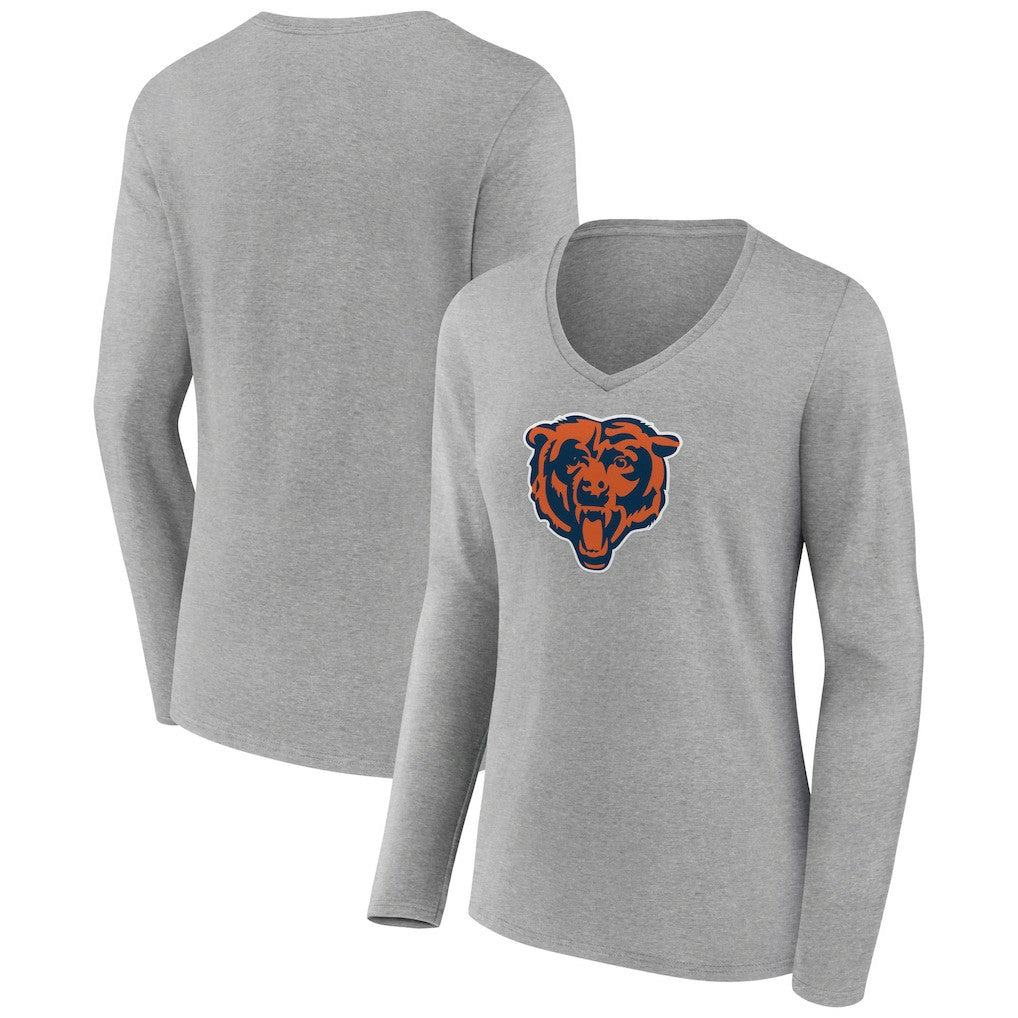 Chicago Bears Women's Primary Team Logo Long Sleeve V-Neck T-Shirt | NFL Hot