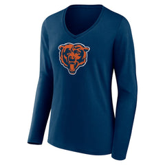 Chicago Bears Women's Primary Team Logo Long Sleeve V-Neck T-Shirt | NFL Discount