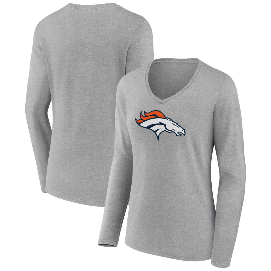 Denver Broncos Women's Primary Team Logo Long Sleeve V-Neck T-Shirt | NFL US