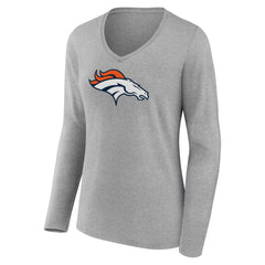 Denver Broncos Women's Primary Team Logo Long Sleeve V-Neck T-Shirt | NFL US