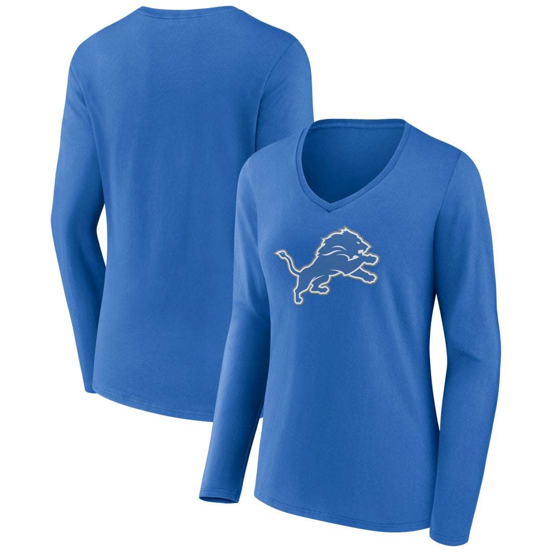 Detroit Lions Women's Primary Team Logo Long Sleeve V-Neck T-Shirt | NFL New