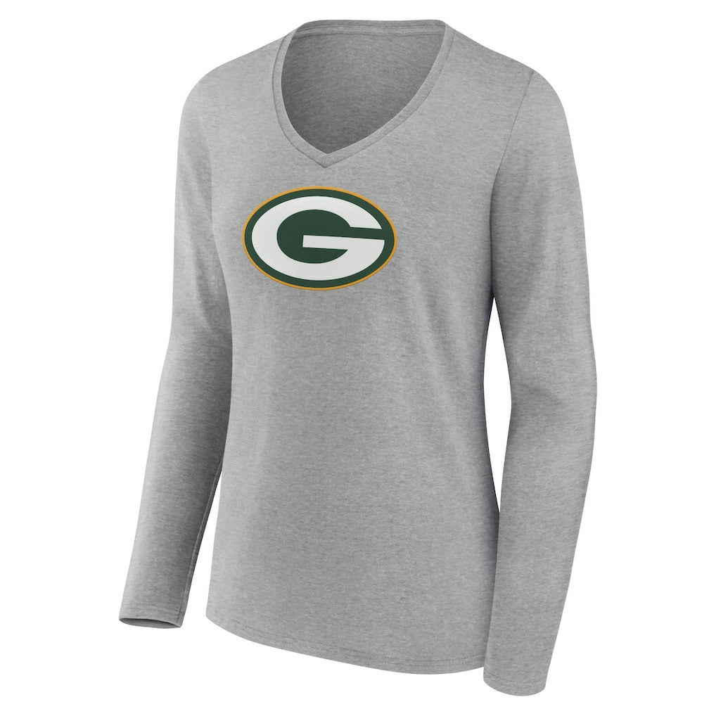 Green Bay Packers Women's Primary Team Logo Long Sleeve V-Neck T-Shirt | NFL New