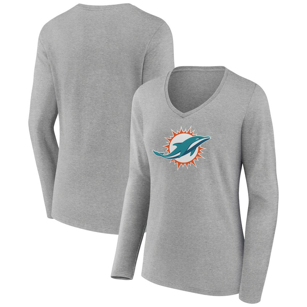 Miami Dolphins Women's Primary Team Logo Long Sleeve V-Neck T-Shirt | NFL Near me