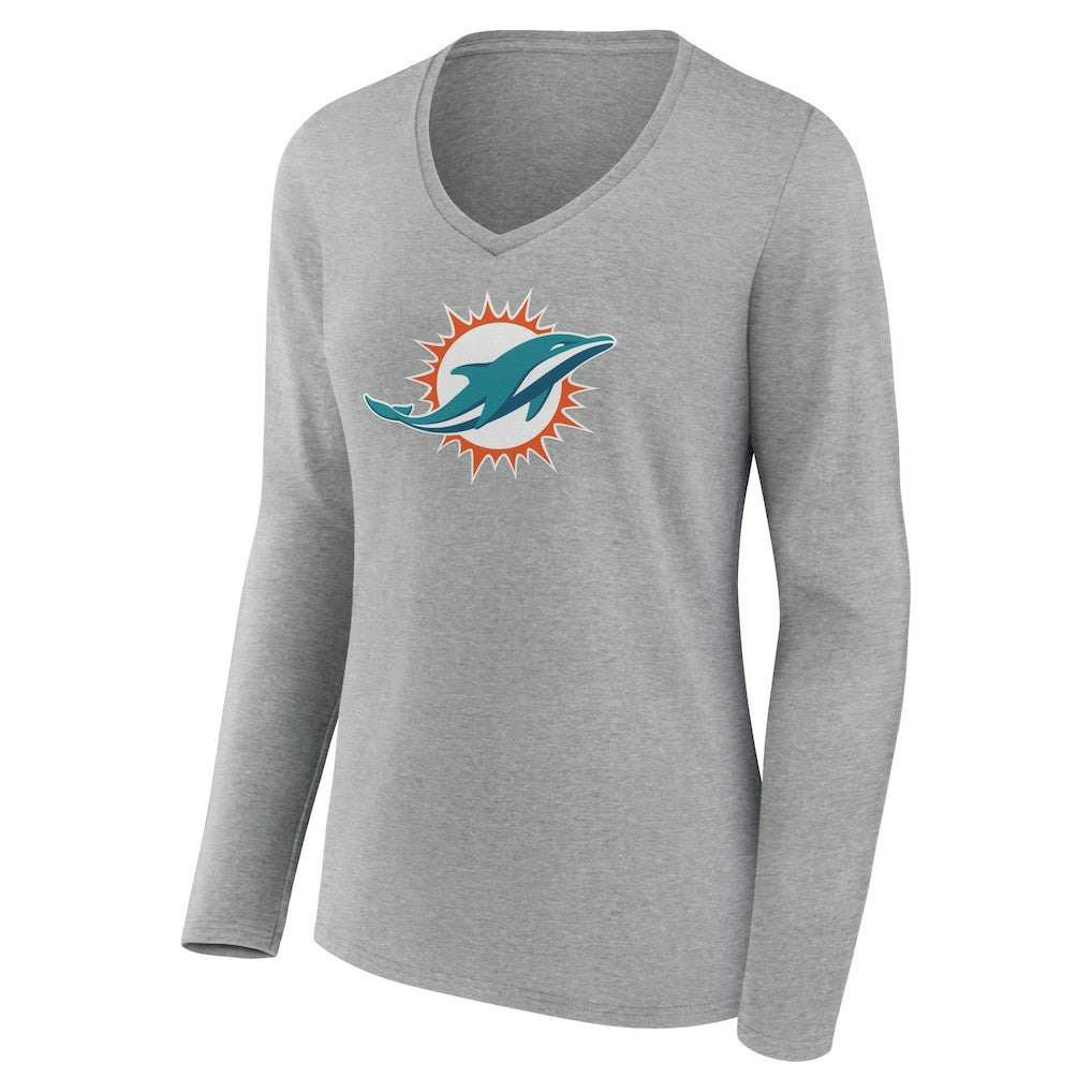 Miami Dolphins Women's Primary Team Logo Long Sleeve V-Neck T-Shirt | NFL Near me