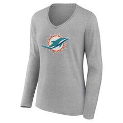 Miami Dolphins Women's Primary Team Logo Long Sleeve V-Neck T-Shirt | NFL Near me