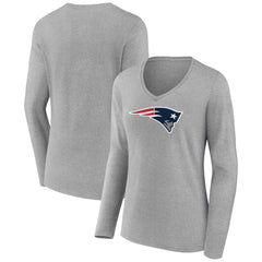 New England Patriots Women's Primary Team Logo Long Sleeve V-Neck T-Shirt | NFL US