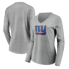 New York Giants Women's Primary Team Logo Long Sleeve V-Neck T-Shirt | NFL Discount