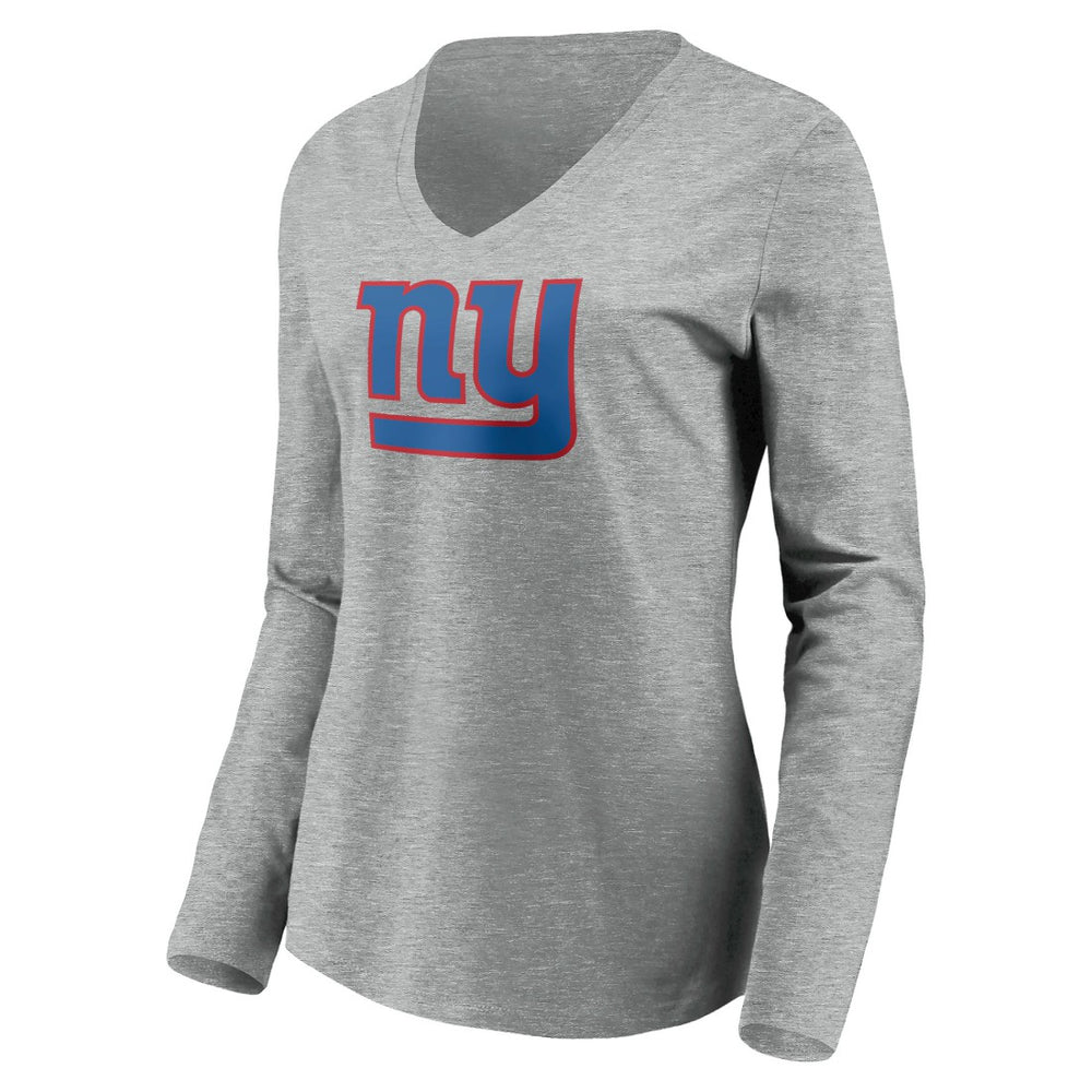 New York Giants Women's Primary Team Logo Long Sleeve V-Neck T-Shirt | NFL Discount