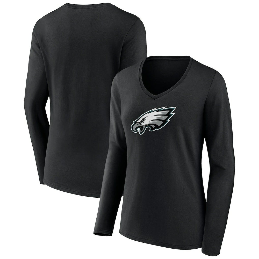 Philadelphia Eagles Women's Primary Team Logo Long Sleeve V-Neck T-Shirt | NFL Sale