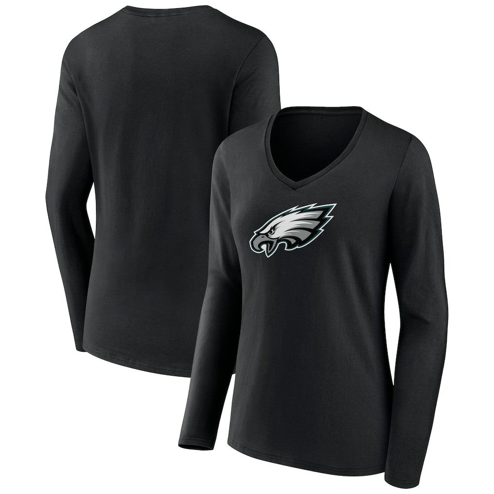 Philadelphia Eagles Women's Primary Team Logo Long Sleeve V-Neck T-Shirt | NFL Sale