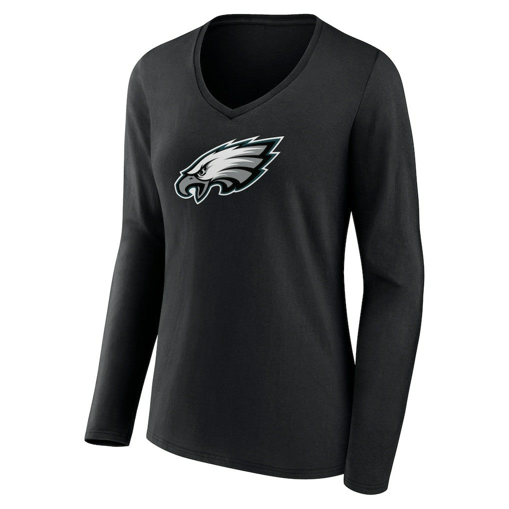 Philadelphia Eagles Women's Primary Team Logo Long Sleeve V-Neck T-Shirt | NFL Sale