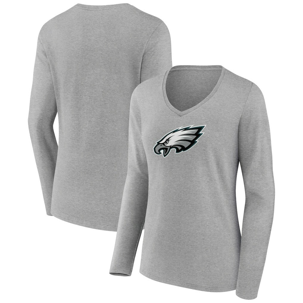 Philadelphia Eagles Women's Primary Team Logo Long Sleeve V-Neck T-Shirt | NFL Discount
