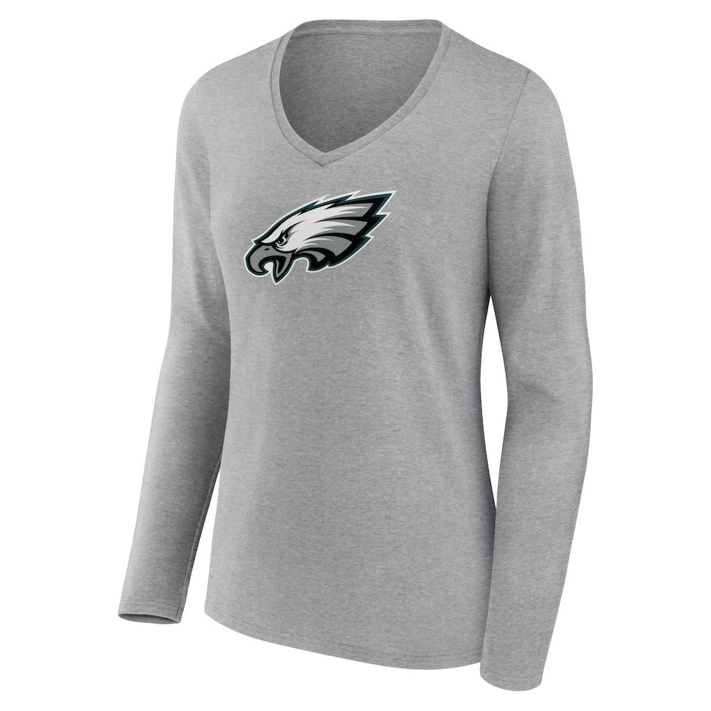 Philadelphia Eagles Women's Primary Team Logo Long Sleeve V-Neck T-Shirt | NFL Discount