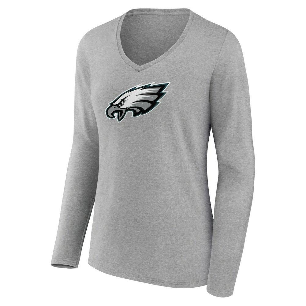 Philadelphia Eagles Women's Primary Team Logo Long Sleeve V-Neck T-Shirt | NFL Discount