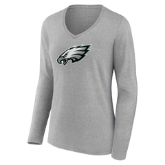 Philadelphia Eagles Women's Primary Team Logo Long Sleeve V-Neck T-Shirt | NFL Discount