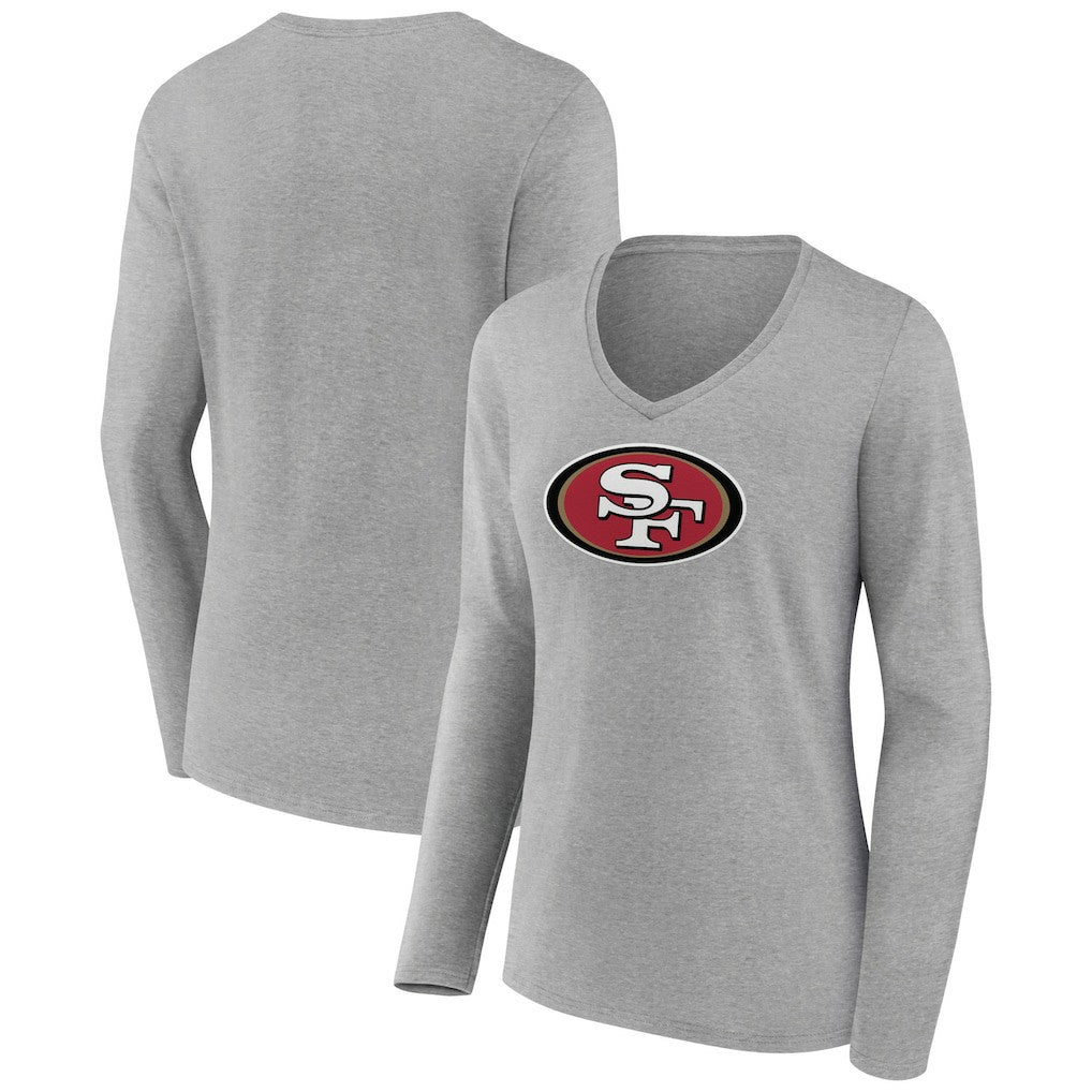 San Francisco 49ers Women's Primary Team Logo Long Sleeve V-Neck T-Shirt | NFL Hot