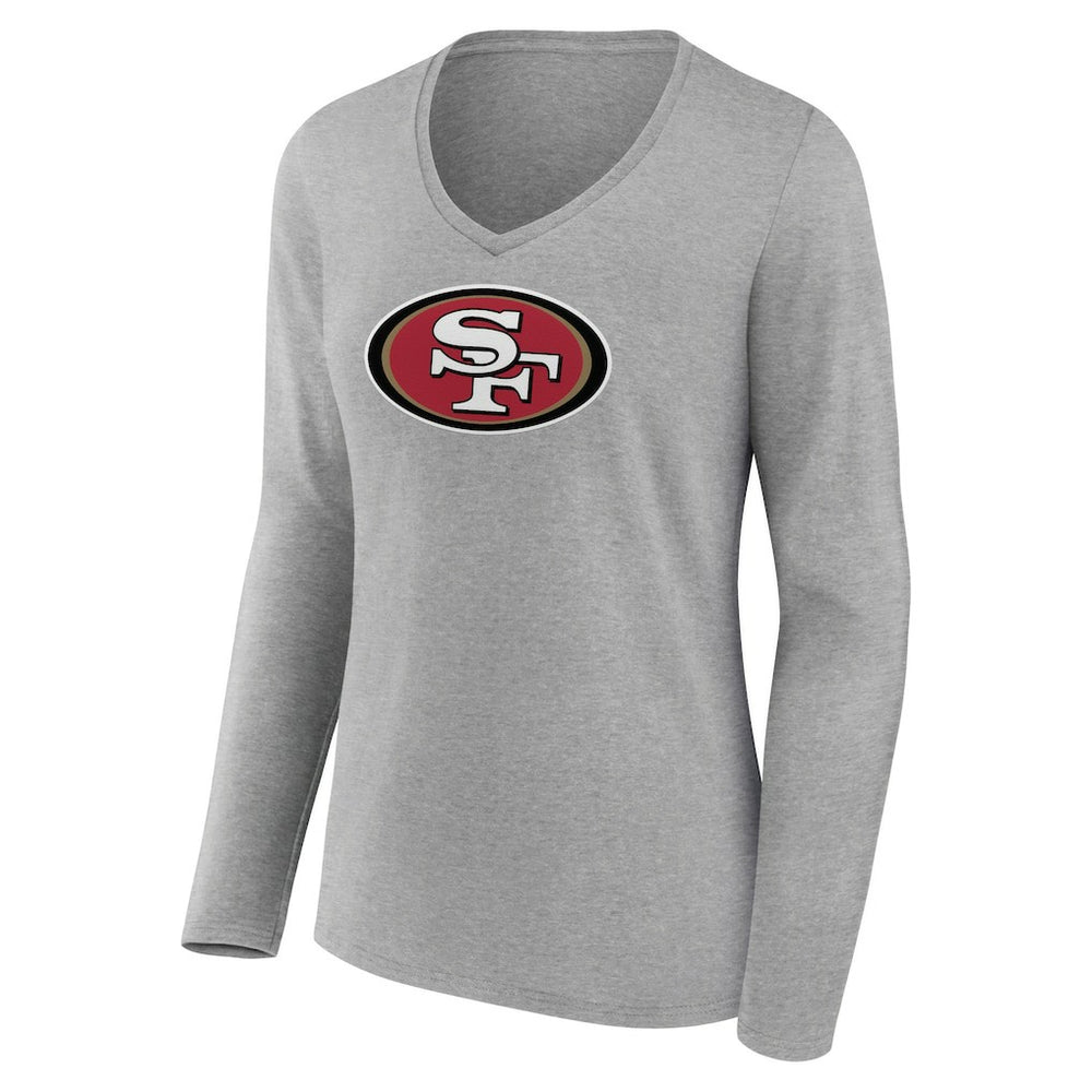 San Francisco 49ers Women's Primary Team Logo Long Sleeve V-Neck T-Shirt | NFL Hot