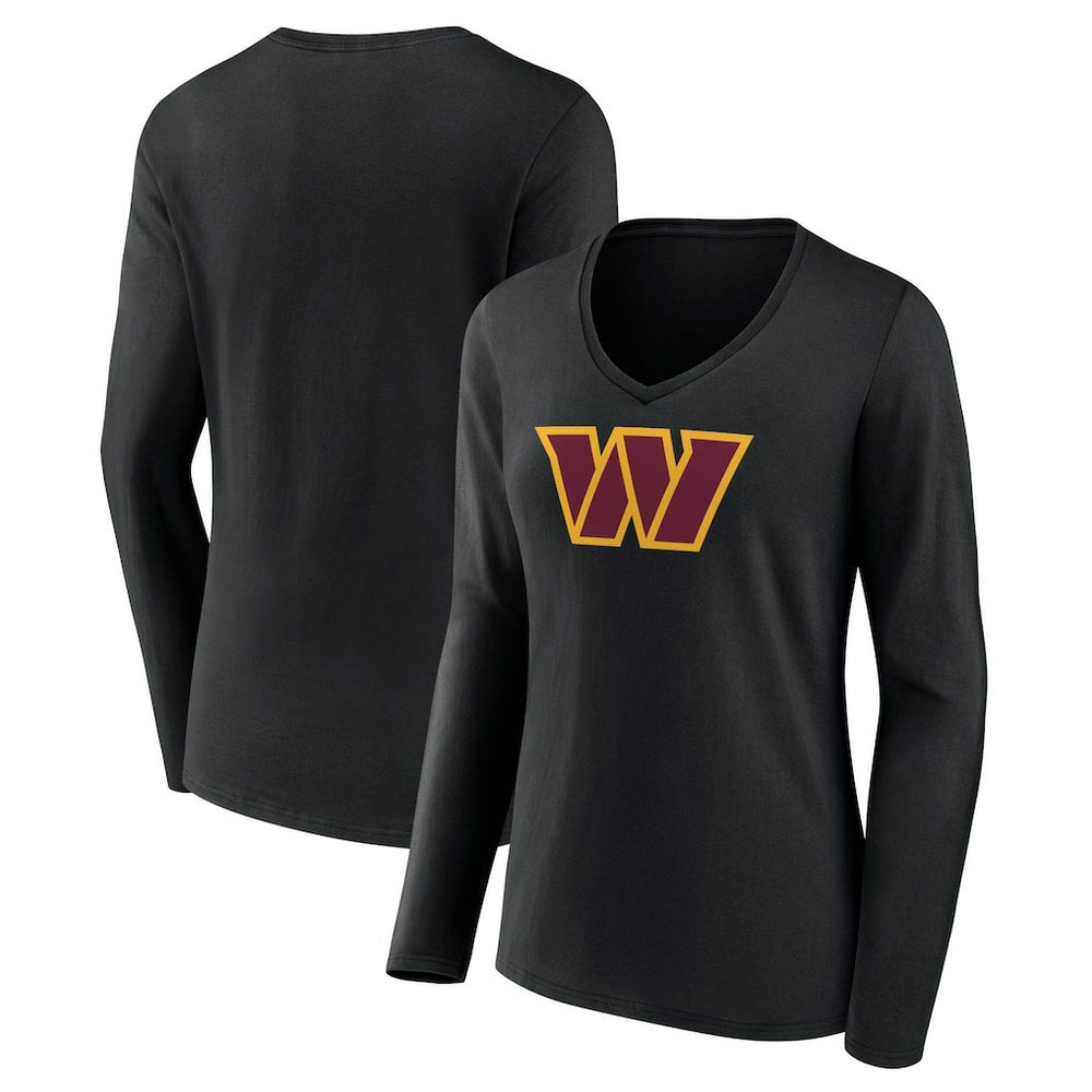 Washington Commanders Women's Primary Team Logo Long Sleeve V-Neck T-Shirt | NFL Sale
