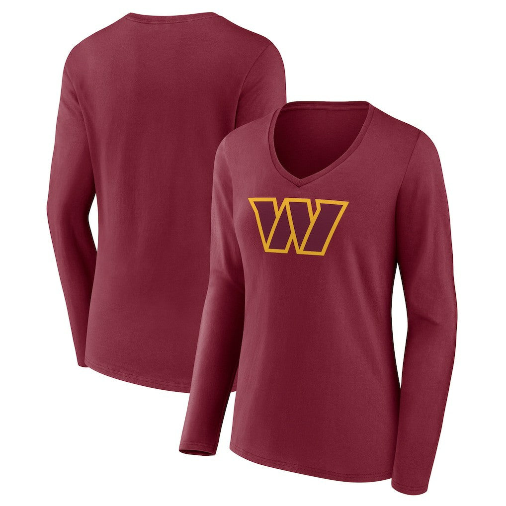 Washington Commanders Women's Primary Team Logo Long Sleeve V-Neck T-Shirt | NFL On sale