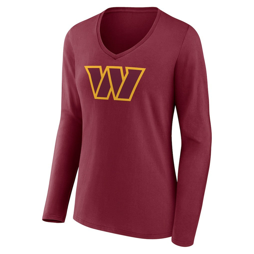 Washington Commanders Women's Primary Team Logo Long Sleeve V-Neck T-Shirt | NFL On sale