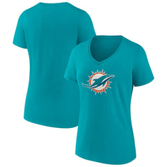 Miami Dolphins Women's Primary Team Logo V-Neck T-Shirt | NFL Hot