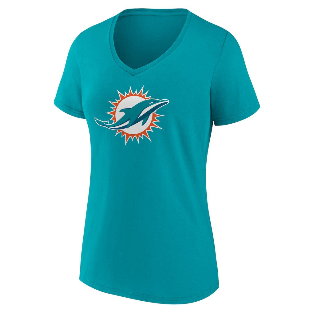 Miami Dolphins Women's Primary Team Logo V-Neck T-Shirt | NFL Hot
