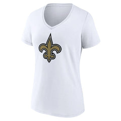 New Orleans Saints Women's Primary Team Logo V-Neck T-Shirt | NFL Discount