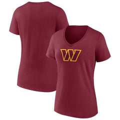 Washington Commanders Women's Primary Team Logo V-Neck T-Shirt | NFL New
