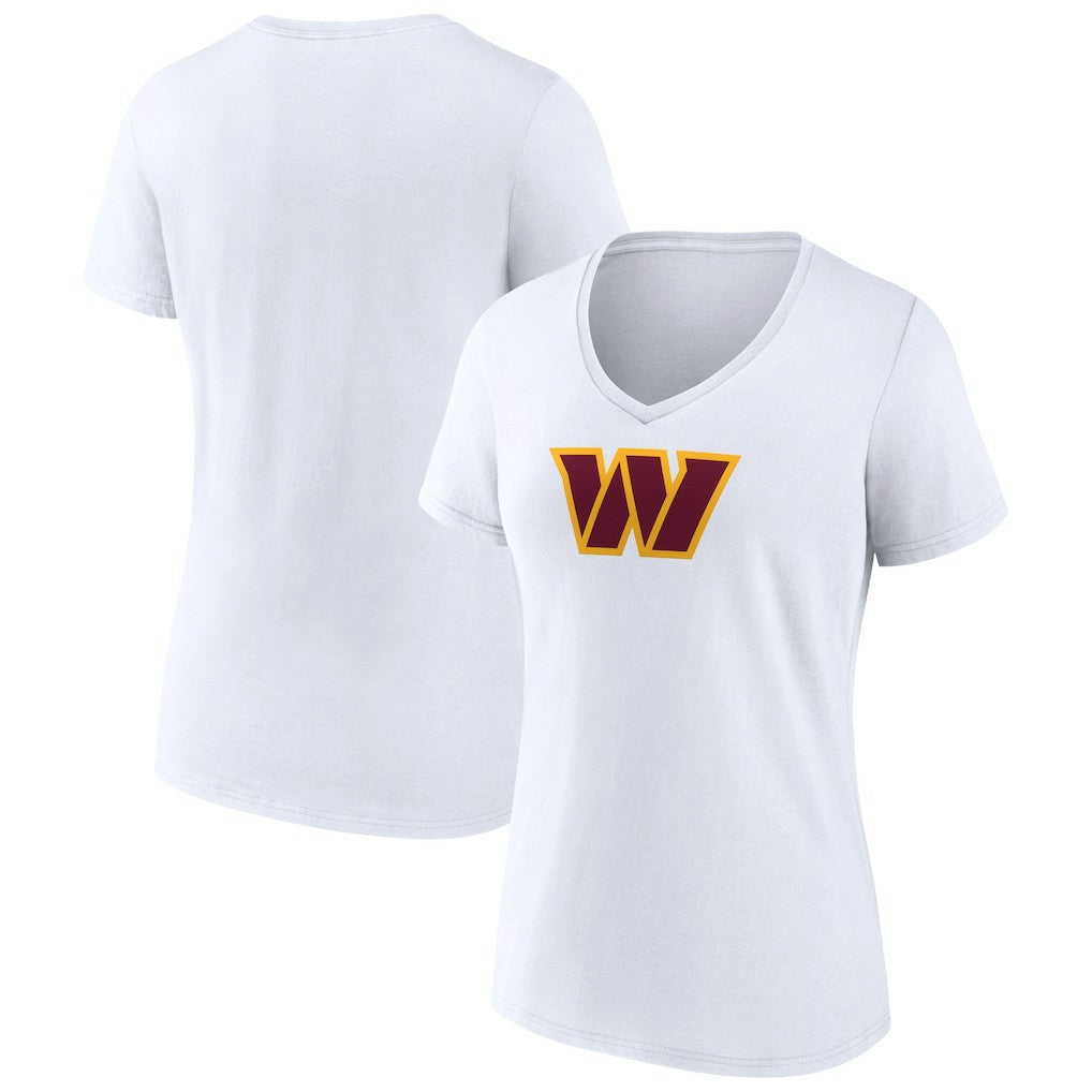 Washington Commanders Women's Primary Team Logo V-Neck T-Shirt | NFL Discount