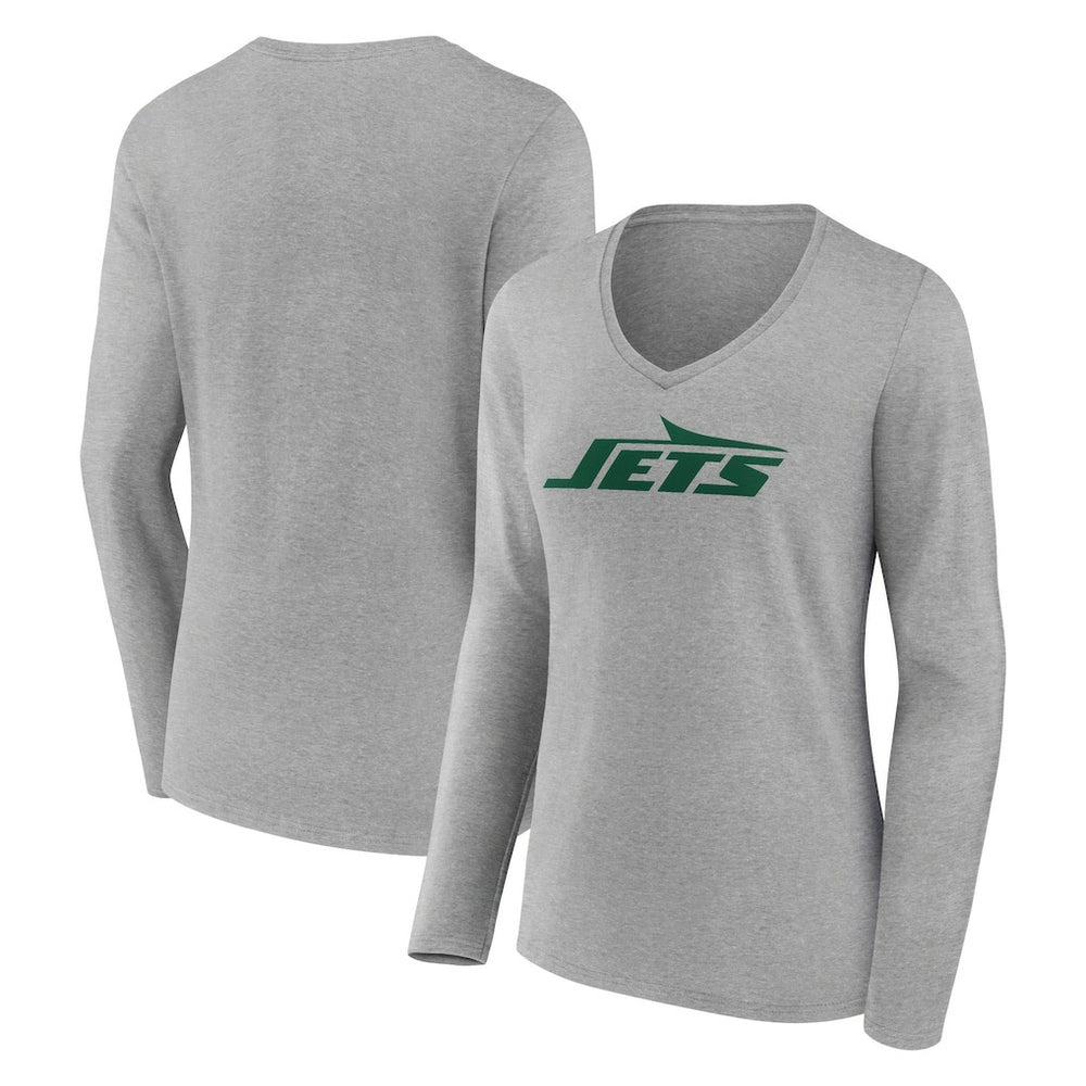 New York Jets Women's Primary Logo Long Sleeve V-Neck T-Shirt | NFL New