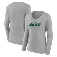 New York Jets Women's Primary Logo Long Sleeve V-Neck T-Shirt | NFL New
