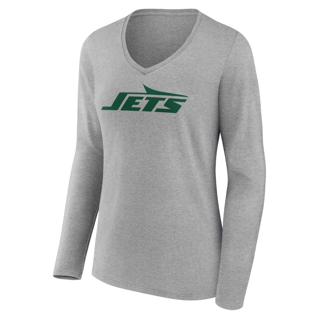New York Jets Women's Primary Logo Long Sleeve V-Neck T-Shirt | NFL New