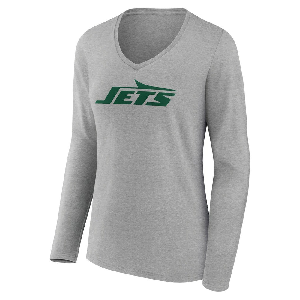New York Jets Women's Primary Logo Long Sleeve V-Neck T-Shirt | NFL New
