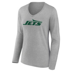 New York Jets Women's Primary Logo Long Sleeve V-Neck T-Shirt | NFL New