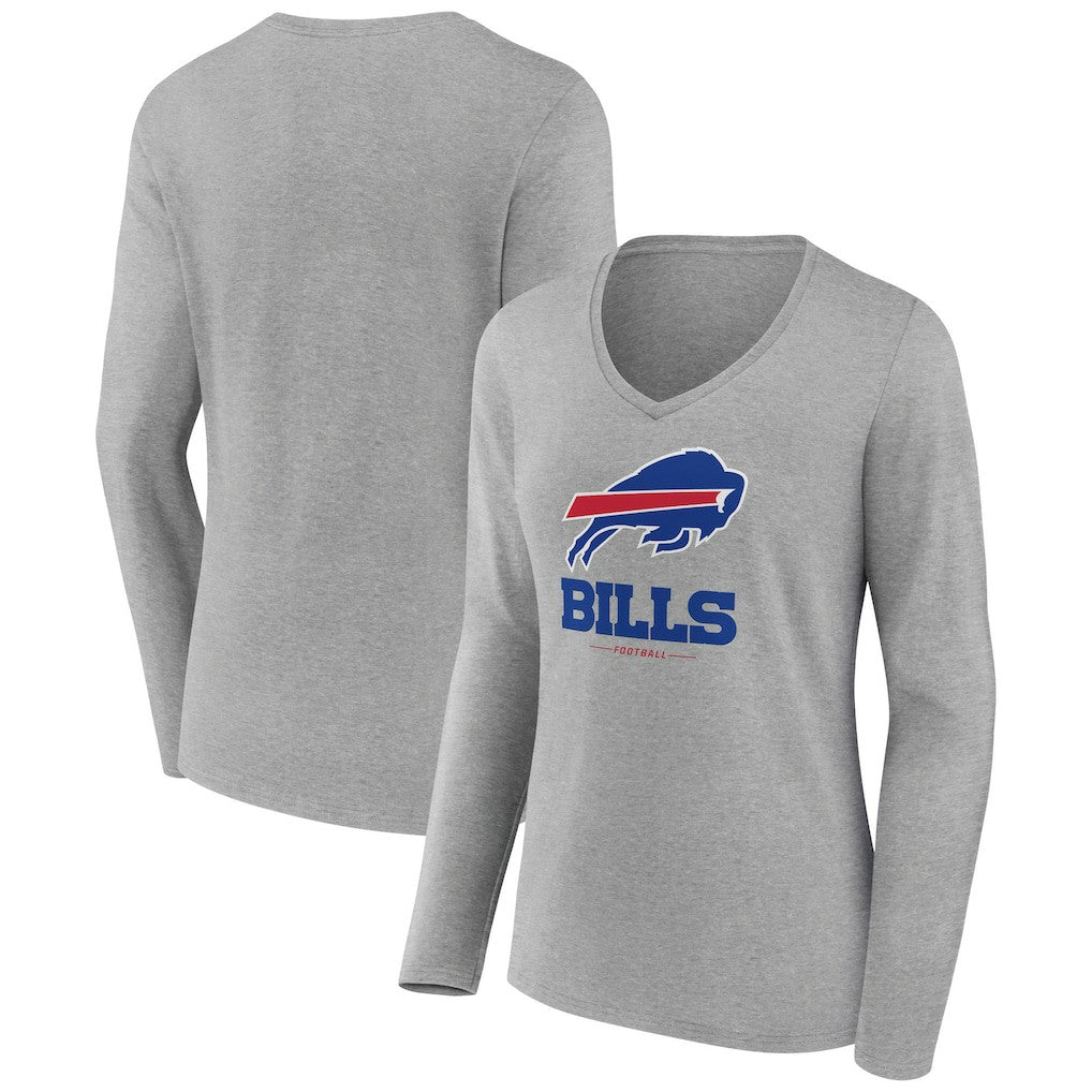 Buffalo Bills Women's Logo Team Lockup Long Sleeve V-Neck T-Shirt | NFL Outlet