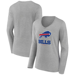 Buffalo Bills Women's Logo Team Lockup Long Sleeve V-Neck T-Shirt | NFL Outlet
